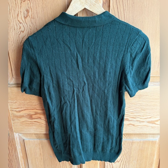 Madewell Forest Green Cotton Knit Top | Minimal Elevated Basic | Size Medium - Picture 3 of 6